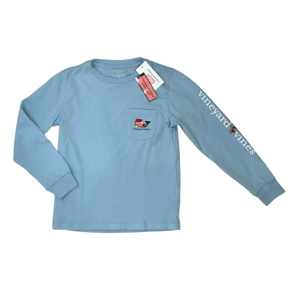 Vineyard Vines Kids Nutcracker Whale Long Sleeve Pocket Tee Blue Boys Size 6 NWT - Picture 3 of 16